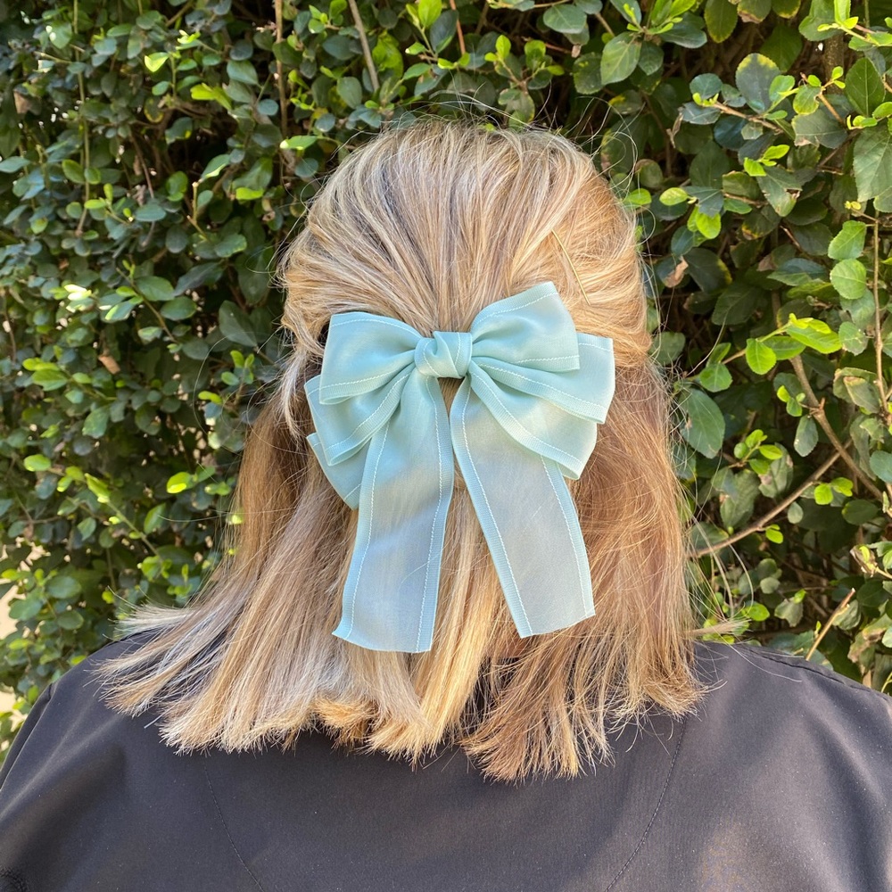 Sea foam green clip in hair bow